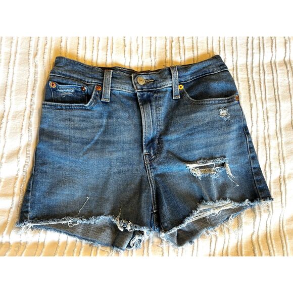 Levi's Women's Distressed High Rise Denim Cut Off Shorts Size 26 - Picture 1 of 7